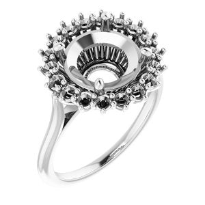 Sterling Silver 10 mm Round Halo-Style Ring Mounting