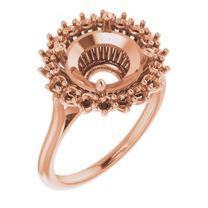 10K Rose Gold 10 mm Round Halo-Style Ring Mounting