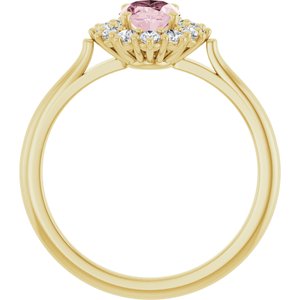 14K Yellow Gold Natural Pink Morganite & 3/8 CTW Natural Diamond Ring