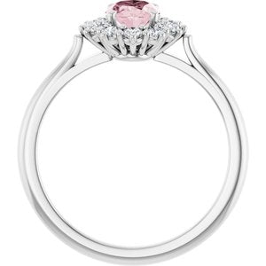 14K White Gold Natural Pink Morganite & 3/8 CTW Natural Diamond Ring