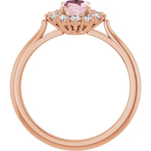 14K Rose Gold Natural Pink Morganite & 3/8 CTW Natural Diamond Ring