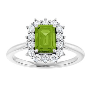 10K White Gold Natural Peridot  and 1/3 CTW Lab-Grown Diamond Ring