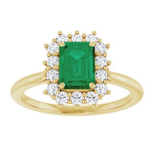 10K Yellow Gold Lab-Grown Emerald and 1/3 CTW Lab-Grown Diamond Ring