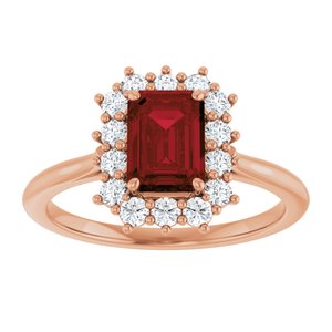 14K Rose Gold Natural Mozambique Garnet and 1/3 CTW Lab-Grown Diamond Ring