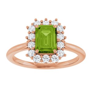 14K Rose Gold Natural Peridot  and 1/3 CTW Lab-Grown Diamond Ring