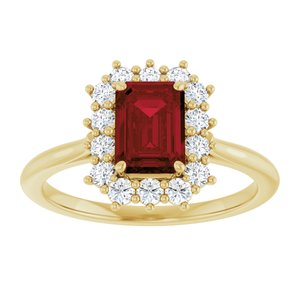 10K Yellow Gold Natural Mozambique Garnet and 1/3 CTW Lab-Grown Diamond Ring