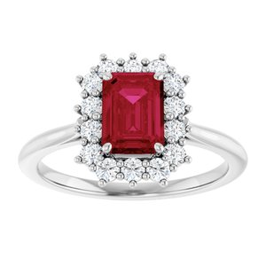 10K White Gold Lab-Grown Ruby  and 1/3 CTW Lab-Grown Diamond Ring