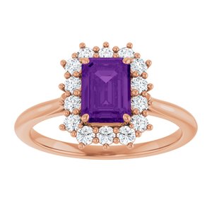 14K Rose Gold Natural Amethyst and 1/3 CTW Lab-Grown Diamond Ring