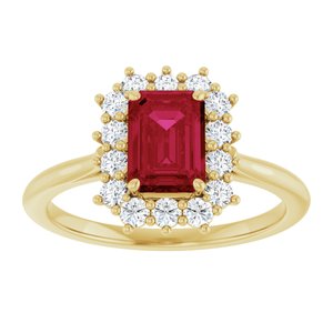 10K Yellow Gold Lab-Grown Ruby  and 1/3 CTW Lab-Grown Diamond Ring