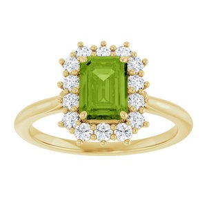 10K Yellow Gold Natural Peridot  and 1/3 CTW Lab-Grown Diamond Ring