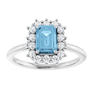 10K White Gold Natural Sky Blue Topaz  and 1/3 CTW Lab-Grown Diamond Ring
