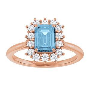 14K Rose Gold Natural Sky Blue Topaz  and 1/3 CTW Lab-Grown Diamond Ring