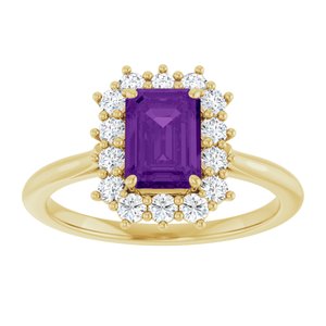 14K Yellow Gold Natural Amethyst and 1/3 CTW Lab-Grown Diamond Ring