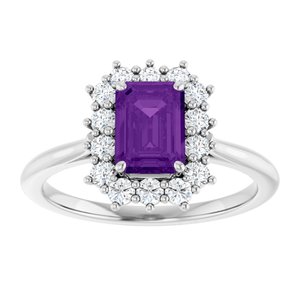 10K White Gold Natural Amethyst and 1/3 CTW Lab-Grown Diamond Ring