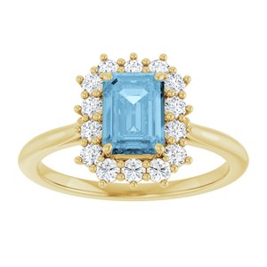 10K Yellow Gold Natural Sky Blue Topaz  and 1/3 CTW Lab-Grown Diamond Ring