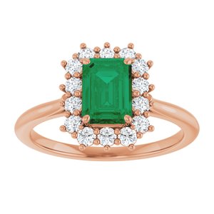 14K Rose Gold Lab-Grown Emerald and 1/3 CTW Lab-Grown Diamond Ring