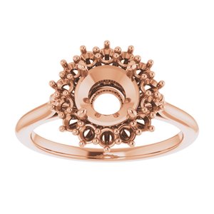 10K Rose Gold 7 mm Round Halo-Style Ring Mounting