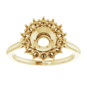 10K Yellow Gold 7 mm Round Halo-Style Ring Mounting