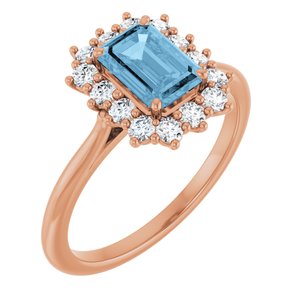 14K Rose Gold Natural Sky Blue Topaz  and 1/3 CTW Lab-Grown Diamond Ring