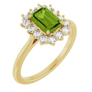 14K Yellow Gold Natural Peridot  and 1/3 CTW Lab-Grown Diamond Ring