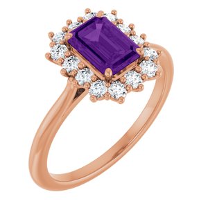 14K Rose Gold Natural Amethyst and 1/3 CTW Lab-Grown Diamond Ring
