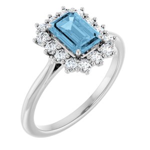 10K White Gold Natural Sky Blue Topaz  and 1/3 CTW Lab-Grown Diamond Ring