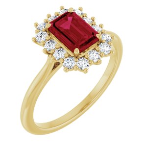 10K Yellow Gold Lab-Grown Ruby  and 1/3 CTW Lab-Grown Diamond Ring