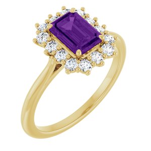 10K Yellow Gold Natural Amethyst and 1/3 CTW Lab-Grown Diamond Ring