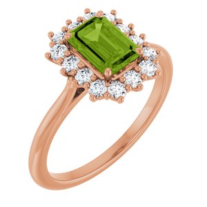 14K Rose Gold Natural Peridot  and 1/3 CTW Lab-Grown Diamond Ring