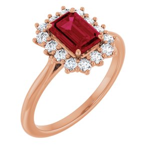 14K Rose Gold Lab-Grown Ruby  and 1/3 CTW Lab-Grown Diamond Ring