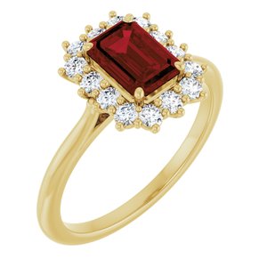 10K Yellow Gold Natural Mozambique Garnet and 1/3 CTW Lab-Grown Diamond Ring