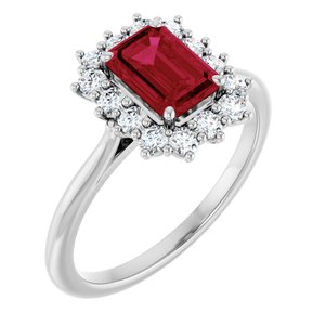 10K White Gold Lab-Grown Ruby  and 1/3 CTW Lab-Grown Diamond Ring