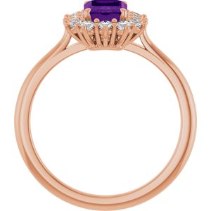 14K Rose Gold Natural Amethyst and 1/3 CTW Lab-Grown Diamond Ring