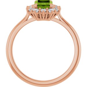 14K Rose Gold Natural Peridot  and 1/3 CTW Lab-Grown Diamond Ring