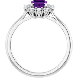 10K White Gold Natural Amethyst and 1/3 CTW Lab-Grown Diamond Ring
