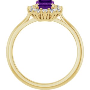 14K Yellow Gold Natural Amethyst and 1/3 CTW Lab-Grown Diamond Ring