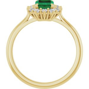 10K Yellow Gold Lab-Grown Emerald and 1/3 CTW Lab-Grown Diamond Ring