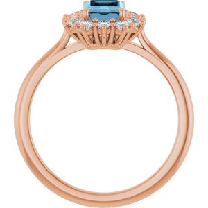 14K Rose Gold Natural Sky Blue Topaz  and 1/3 CTW Lab-Grown Diamond Ring