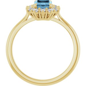 14K Yellow Gold Natural Sky Blue Topaz  and 1/3 CTW Lab-Grown Diamond Ring