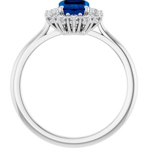 10K White Gold Lab-Grown Blue Sapphire and 1/3 CTW Lab-Grown Diamond Ring