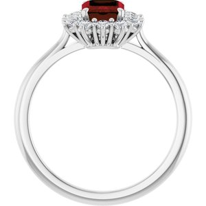 10K White Gold Natural Mozambique Garnet and 1/3 CTW Lab-Grown Diamond Ring