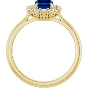 10K Yellow Gold Lab-Grown Blue Sapphire and 1/3 CTW Lab-Grown Diamond Ring