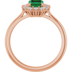14K Rose Gold Lab-Grown Emerald and 1/3 CTW Lab-Grown Diamond Ring
