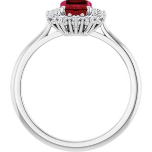 10K White Gold Lab-Grown Ruby  and 1/3 CTW Lab-Grown Diamond Ring