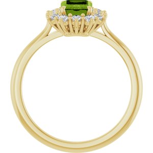 10K Yellow Gold Natural Peridot  and 1/3 CTW Lab-Grown Diamond Ring
