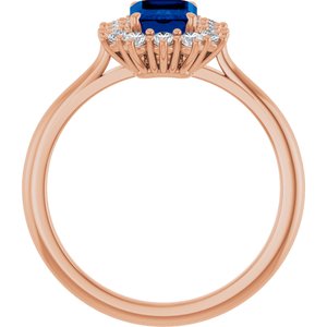 14K Rose Gold Lab-Grown Blue Sapphire and 1/3 CTW Lab-Grown Diamond Ring