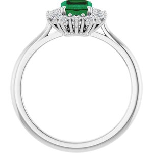 10K White Gold Lab-Grown Emerald and 1/3 CTW Lab-Grown Diamond Ring