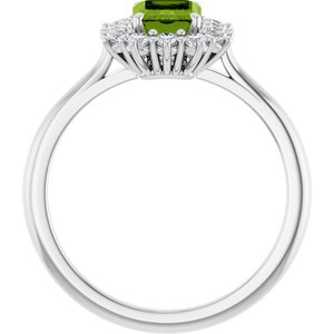 10K White Gold Natural Peridot  and 1/3 CTW Lab-Grown Diamond Ring