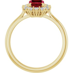 10K Yellow Gold Lab-Grown Ruby  and 1/3 CTW Lab-Grown Diamond Ring