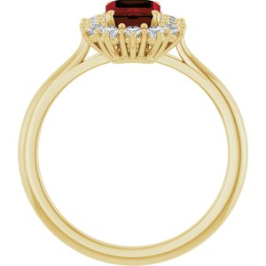 14K Yellow Gold Natural Mozambique Garnet and 1/3 CTW Lab-Grown Diamond Ring
